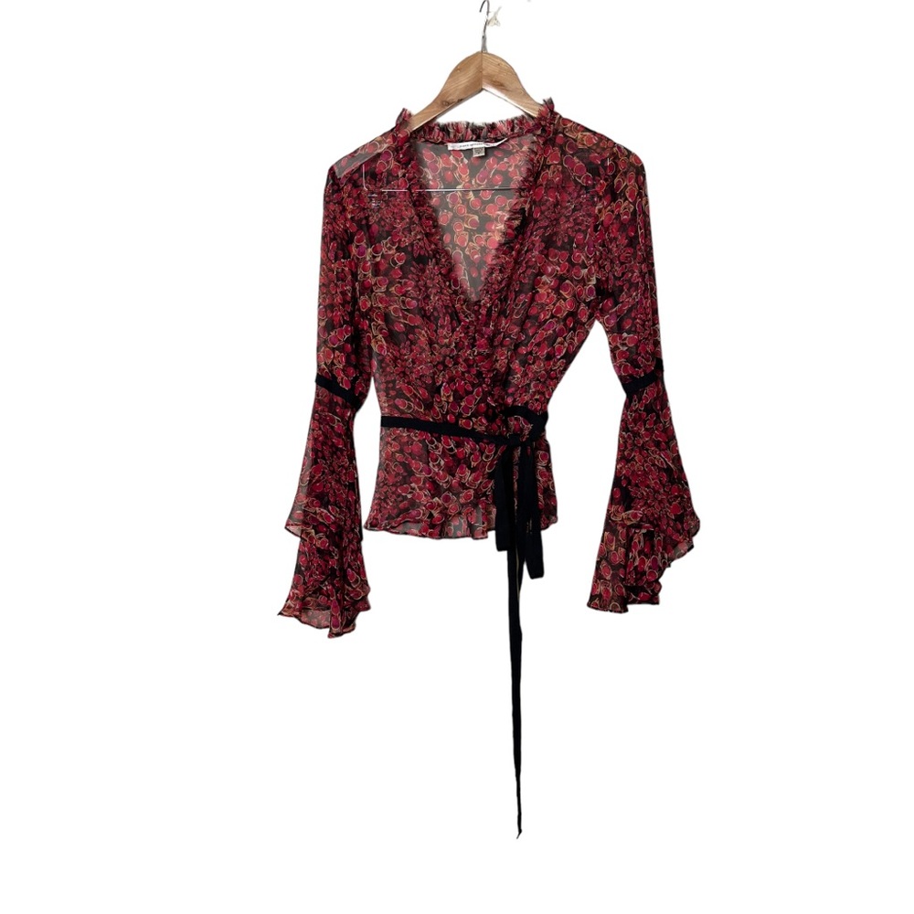 Diane Von Furstenberg Red Lipstick Wrap Top